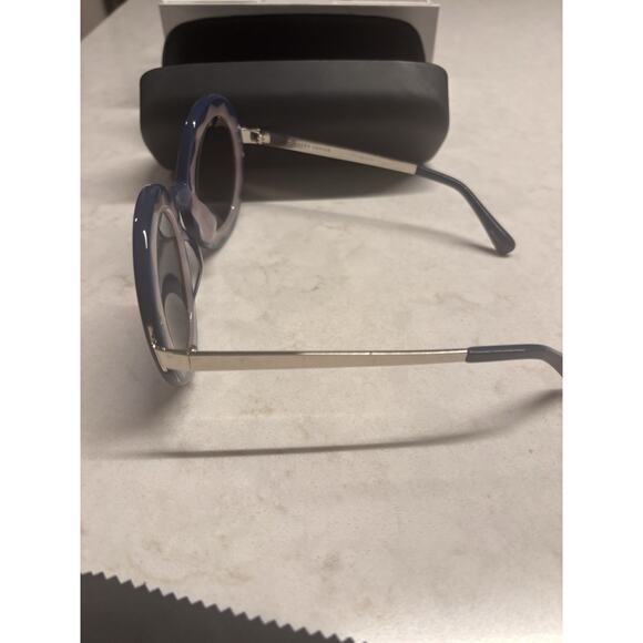 Linda Farrow X Markus Lepfer Round Navy Blue Pink Mirrored ML11 Sunglasses - Picture 7 of 11